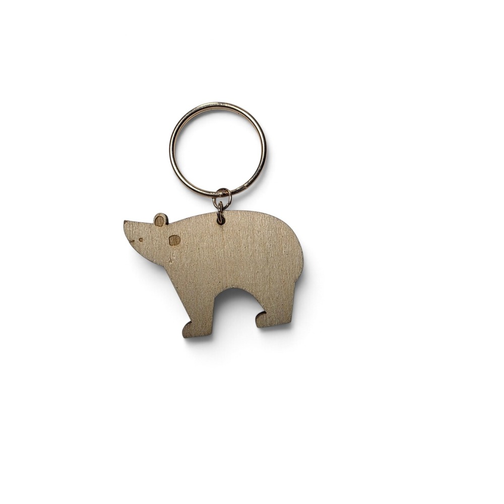 Handcrafted Wooden Bear Keychain Rustic Animal Silhouette Charm Nature Gift boho
